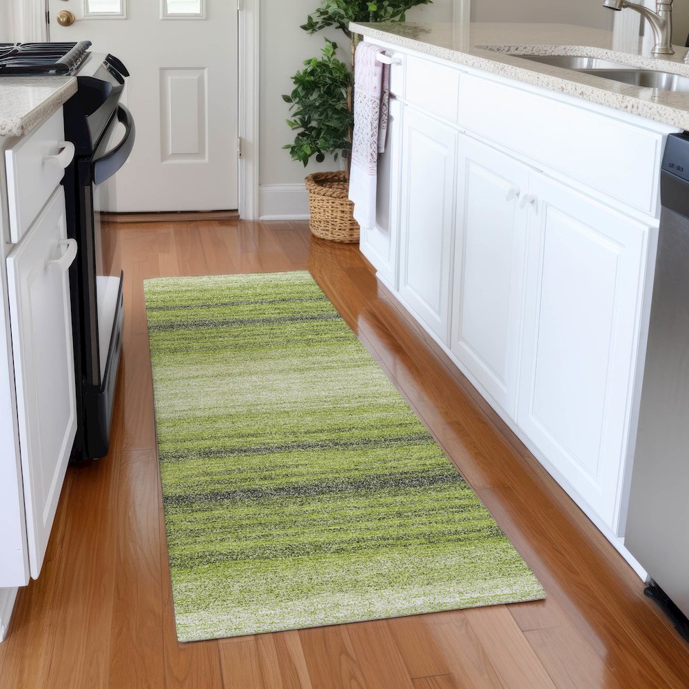 Premium Machine Washable Mayfield AMF1033 Lime 2'3" x 7'6" Runner Rug. Picture 5