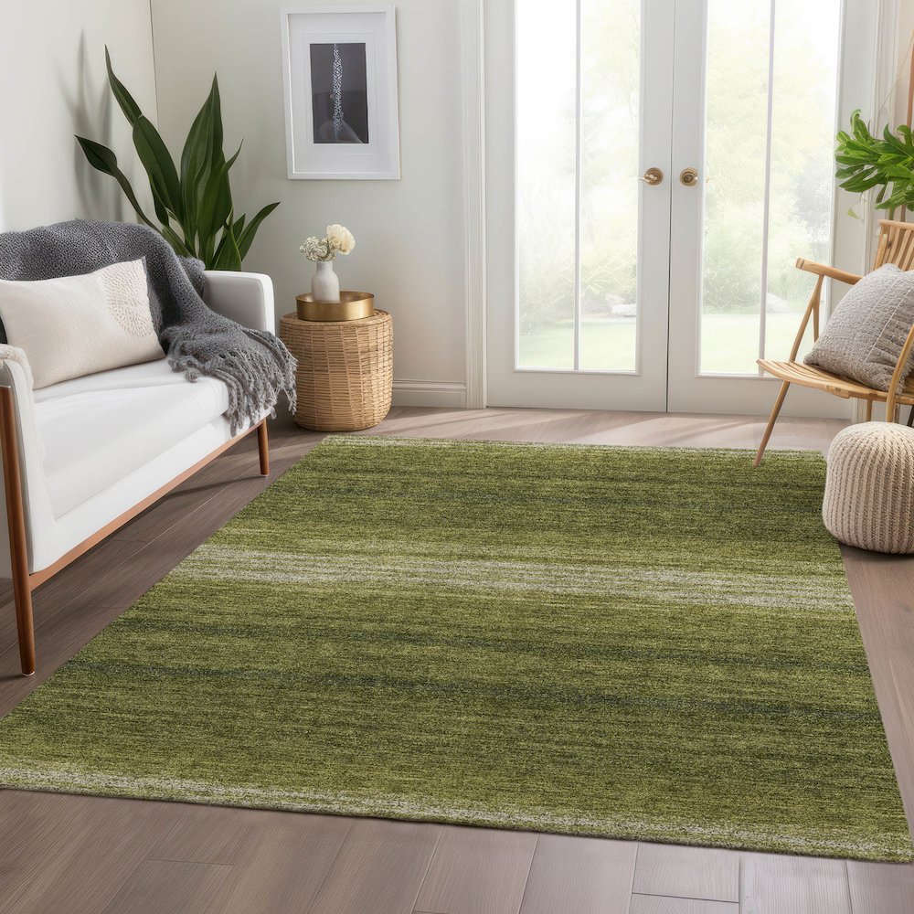 Premium Machine Washable Mayfield AMF1033 Olive 2'6" x 3'10" Rug. Picture 6