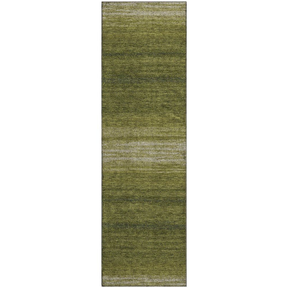 Premium Machine Washable Mayfield AMF1033 Olive 2'3" x 7'6" Runner Rug. Picture 1