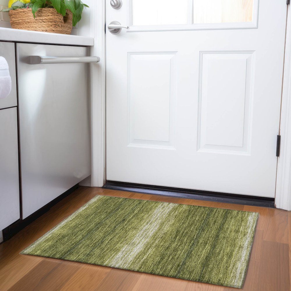 Premium Machine Washable Mayfield AMF1033 Olive 1'8" x 2'6" Rug. Picture 5