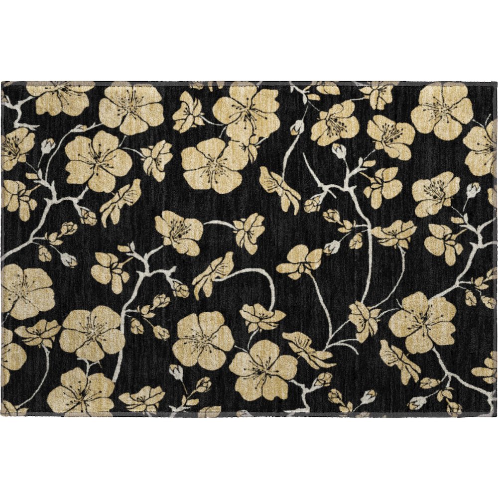 Premium Machine Washable Mayfield AMF1034 Black 1'8" x 2'6" Rug. Picture 1