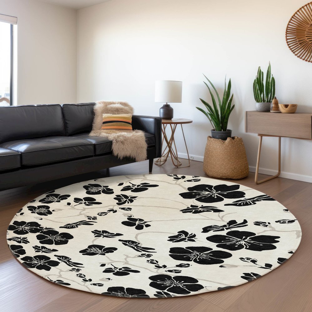 Premium Machine Washable Mayfield AMF1034 Ivory 8' x 8' Round Rug. Picture 5