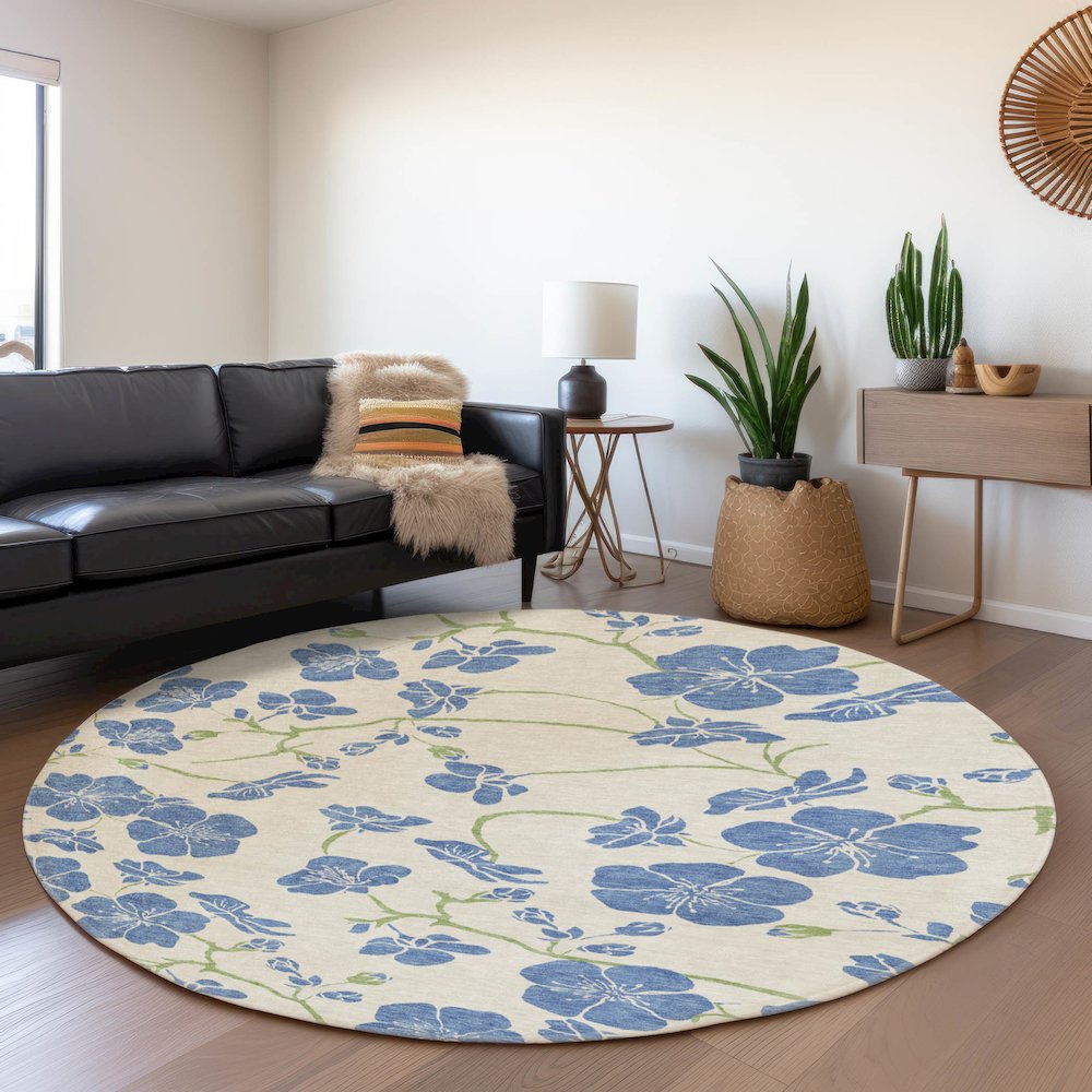 Premium Machine Washable Mayfield AMF1034 Linen 8' x 8' Round Rug. Picture 5
