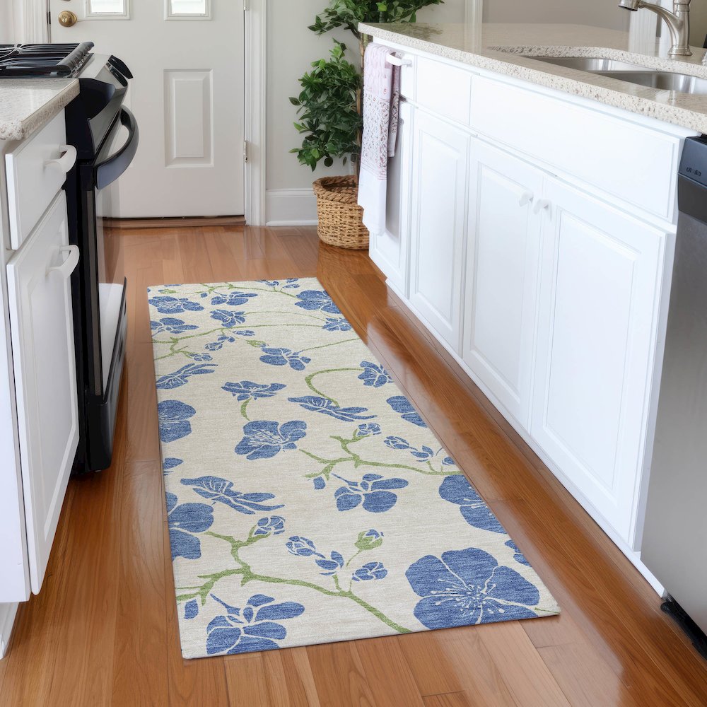 Premium Machine Washable Mayfield AMF1034 Linen 2'3" x 7'6" Runner Rug. Picture 5