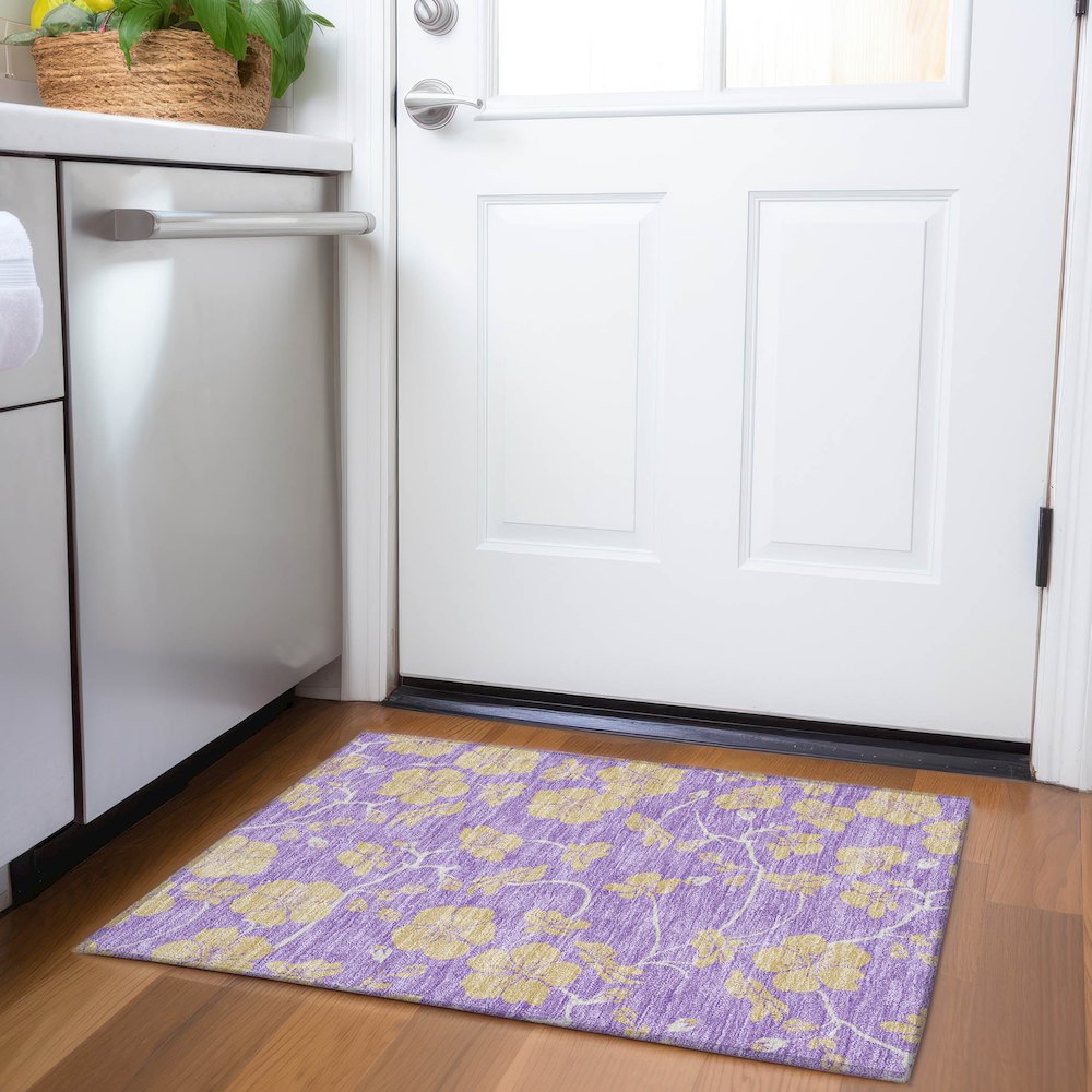 Premium Machine Washable Mayfield AMF1034 Purple 1'8" x 2'6" Rug. Picture 5