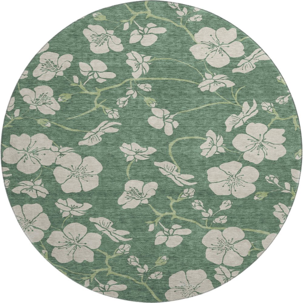 Premium Machine Washable Mayfield AMF1034 Sage 8' x 8' Round Rug. Picture 1