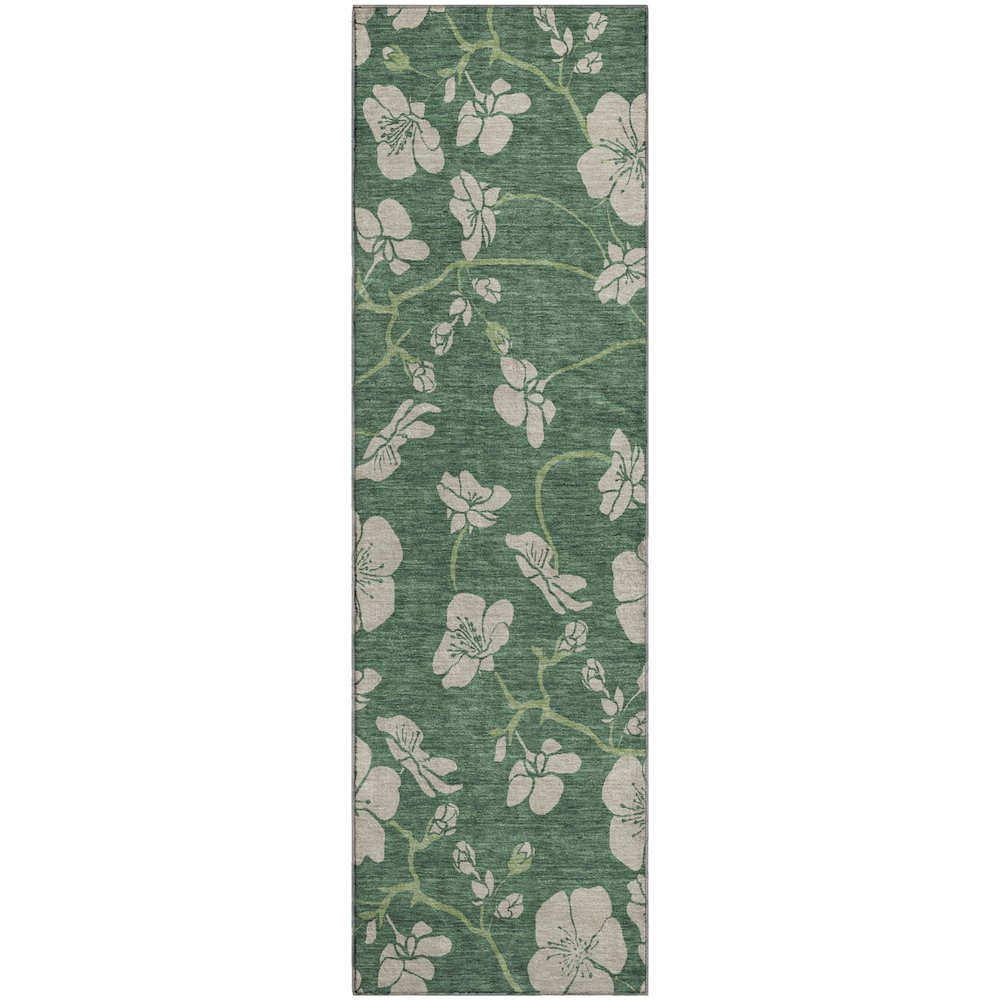 Premium Machine Washable Mayfield AMF1034 Sage 2'3" x 7'6" Runner Rug. Picture 1