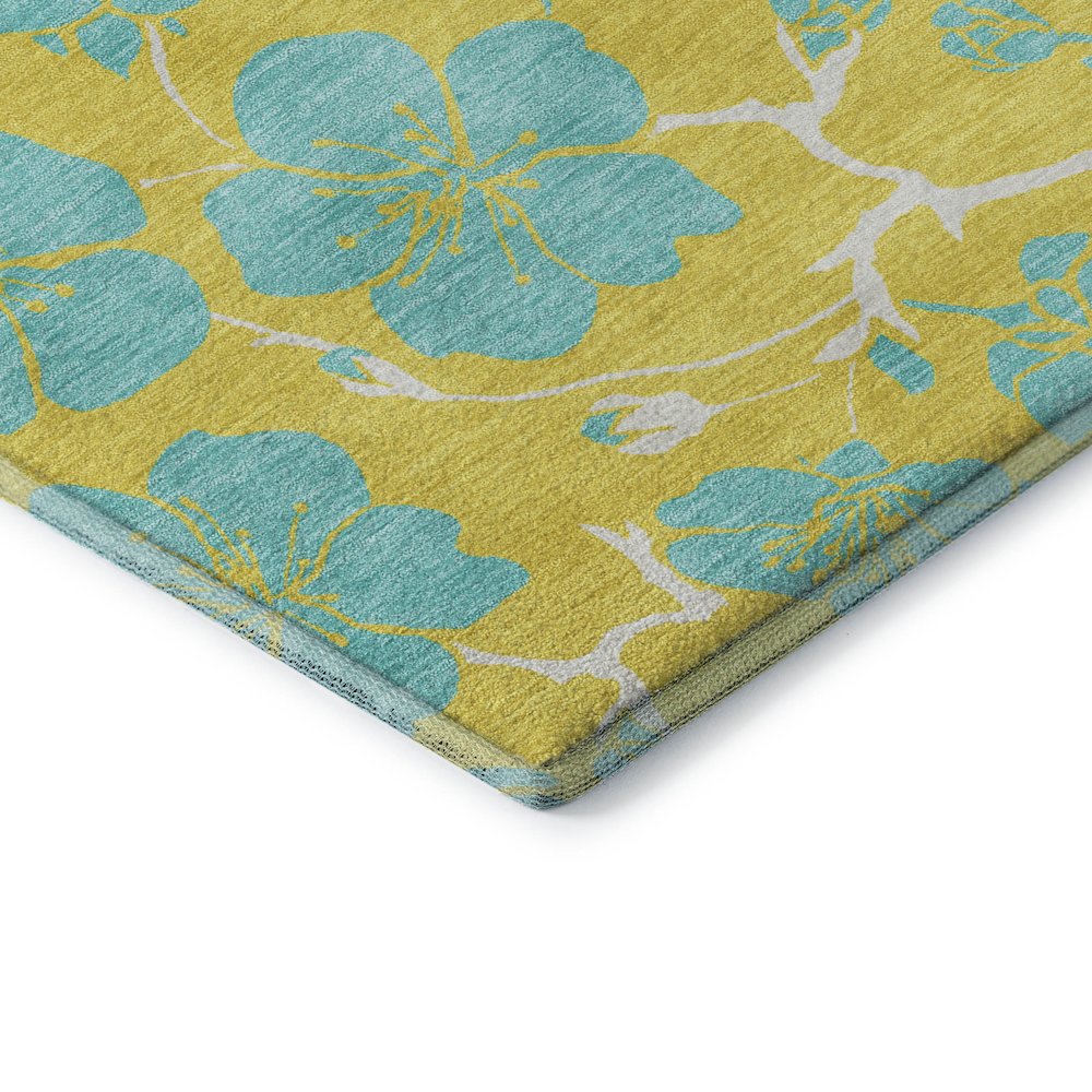 Premium Machine Washable Mayfield AMF1034 Yellow 1'8" x 2'6" Rug. Picture 3