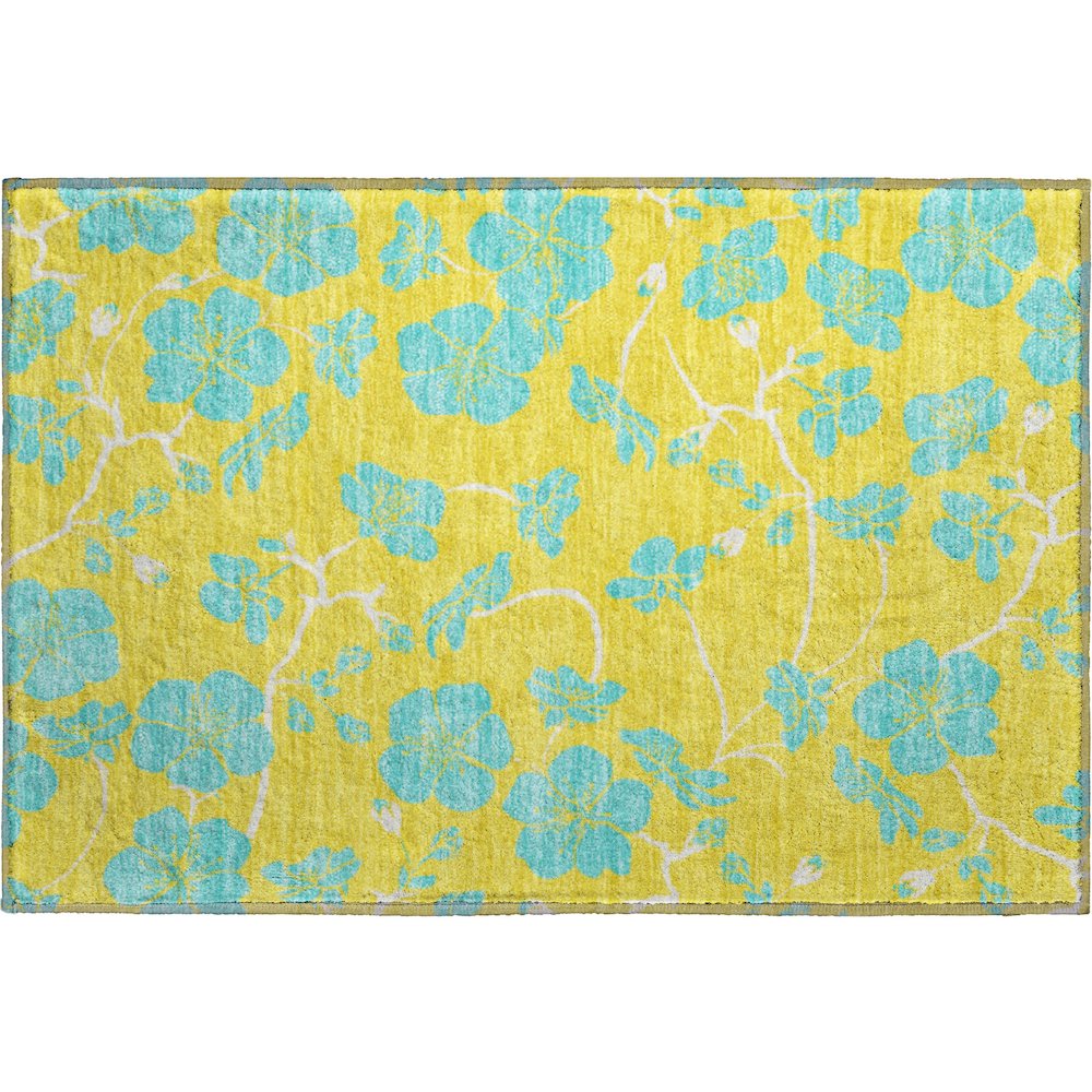 Premium Machine Washable Mayfield AMF1034 Yellow 1'8" x 2'6" Rug. Picture 1