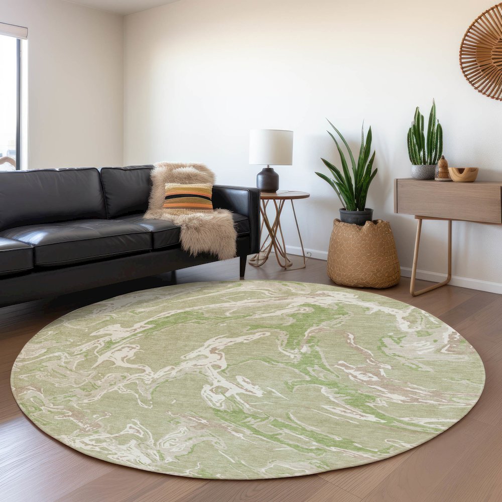 Premium Machine Washable Mayfield AMF1035 Aloe 8' x 8' Round Rug. Picture 5