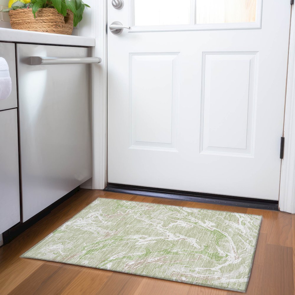 Premium Machine Washable Mayfield AMF1035 Aloe 1'8" x 2'6" Rug. Picture 5