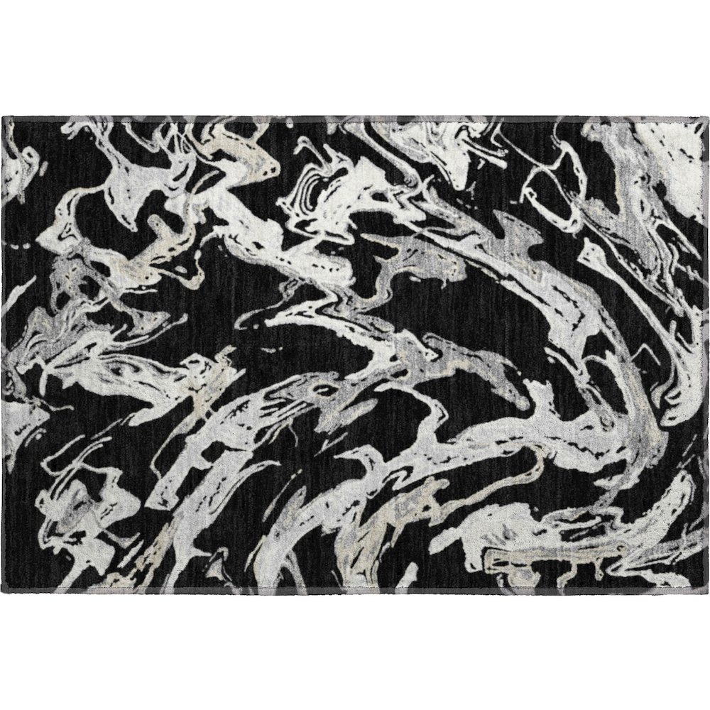 Premium Machine Washable Mayfield AMF1035 Black 1'8" x 2'6" Rug. Picture 1