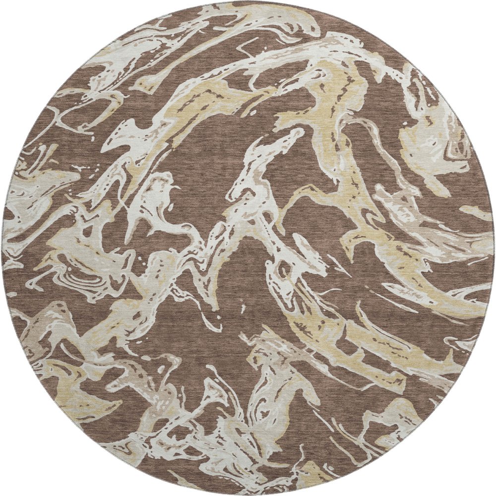 Premium Machine Washable Mayfield AMF1035 Brown 8' x 8' Round Rug. Picture 1