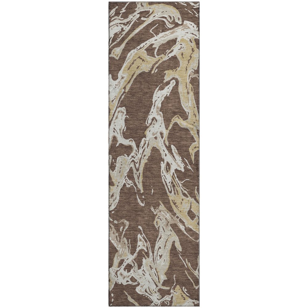 Premium Machine Washable Mayfield AMF1035 Brown 2'3" x 7'6" Runner Rug. Picture 1