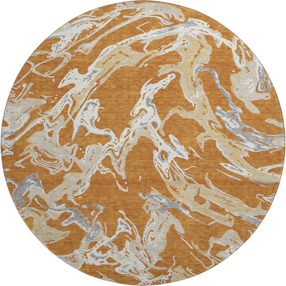 Premium Machine Washable Mayfield AMF1035 Copper 8' x 8' Round Rug. Picture 1