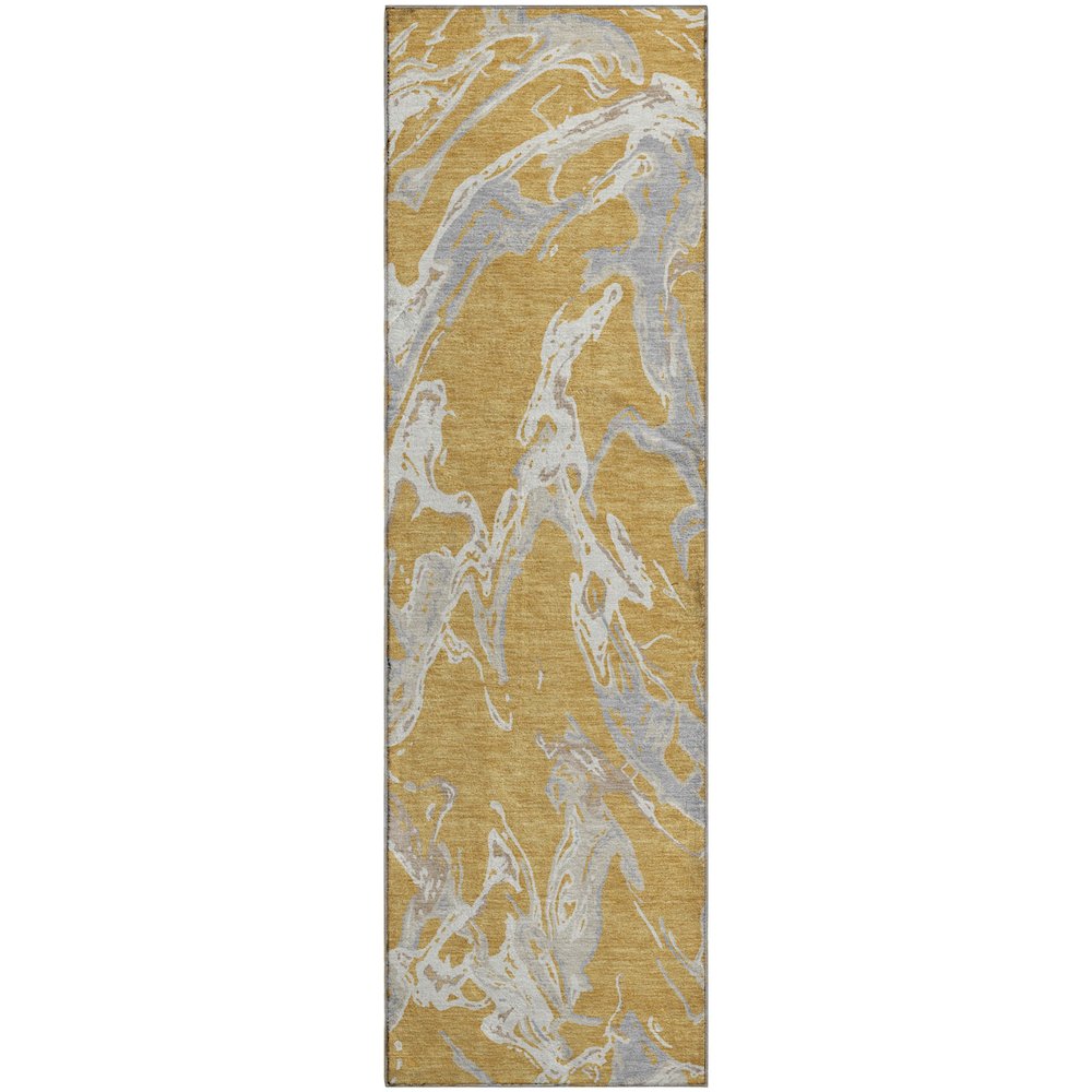Premium Machine Washable Mayfield AMF1035 Gold 2'3" x 7'6" Runner Rug. Picture 1