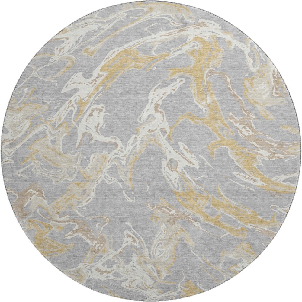 Premium Machine Washable Mayfield AMF1035 Gray 8' x 8' Round Rug. Picture 1