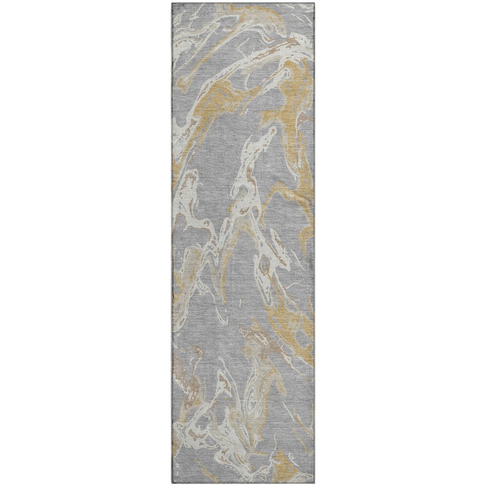 Premium Machine Washable Mayfield AMF1035 Gray 2'3" x 7'6" Runner Rug. Picture 1