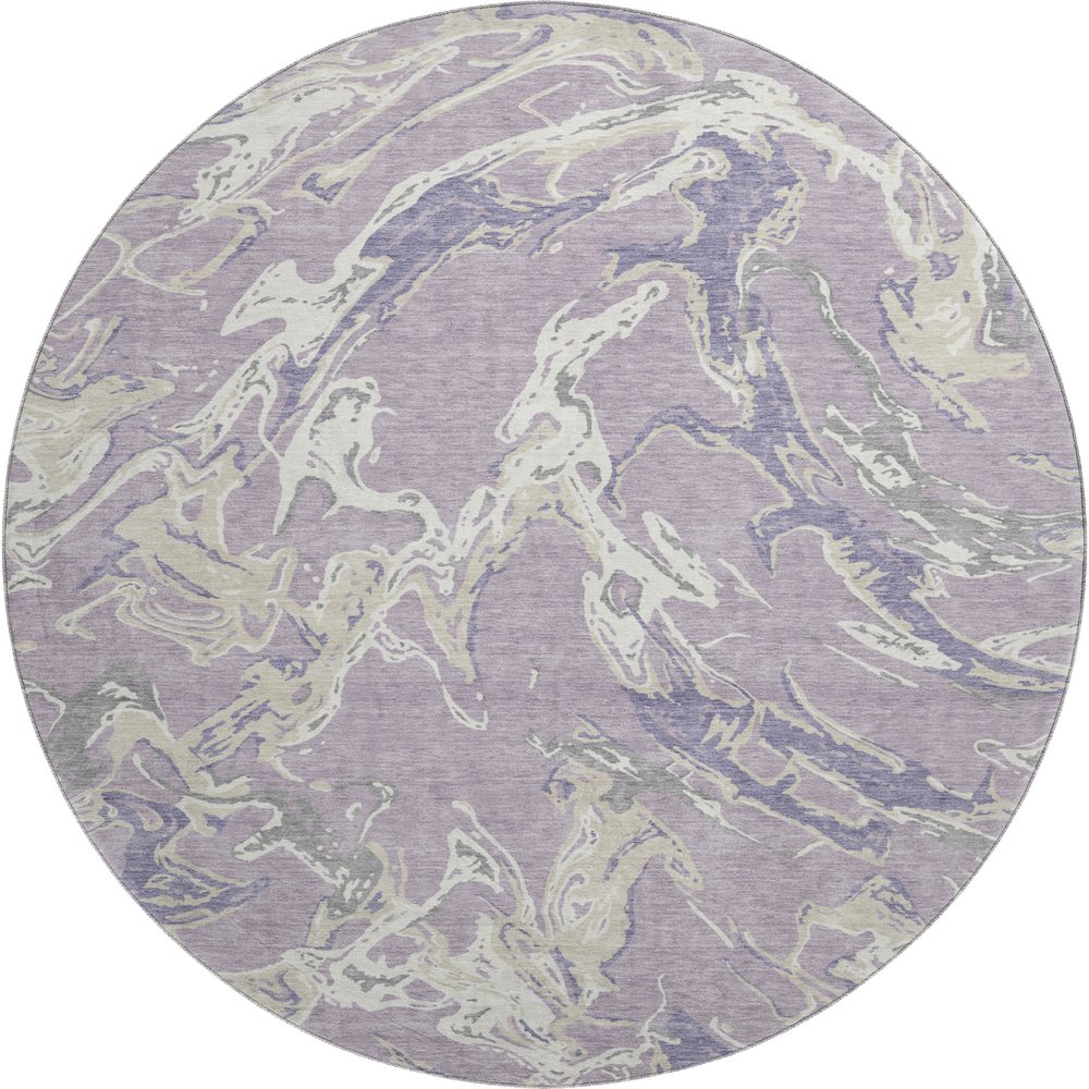 Premium Machine Washable Mayfield AMF1035 Lavender 8' x 8' Round Rug. Picture 1