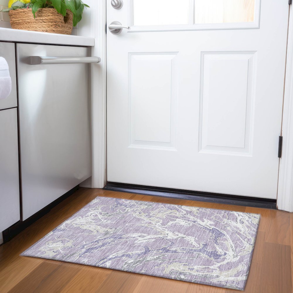 Premium Machine Washable Mayfield AMF1035 Lavender 1'8" x 2'6" Rug. Picture 5