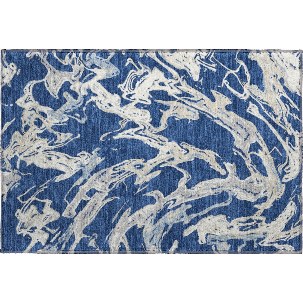 Premium Machine Washable Mayfield AMF1035 Navy 1'8" x 2'6" Rug. Picture 1
