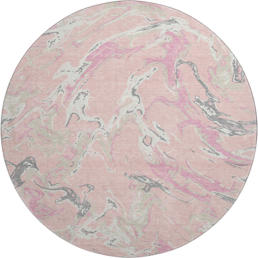 Premium Machine Washable Mayfield AMF1035 Pink 8' x 8' Round Rug. Picture 1