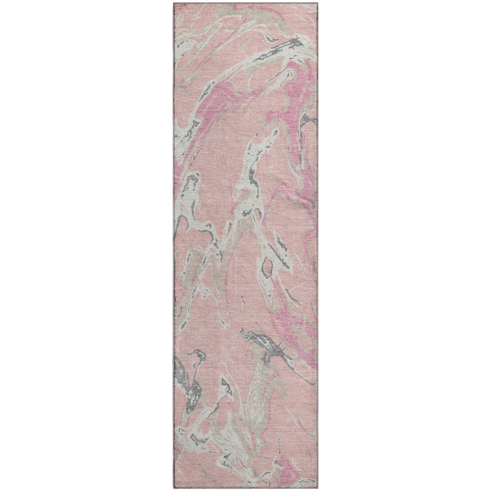 Premium Machine Washable Mayfield AMF1035 Pink 2'3" x 7'6" Runner Rug. Picture 1