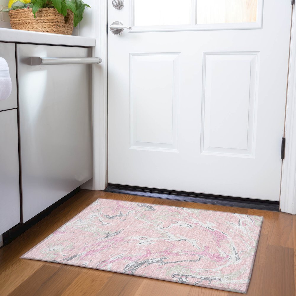 Premium Machine Washable Mayfield AMF1035 Pink 1'8" x 2'6" Rug. Picture 5