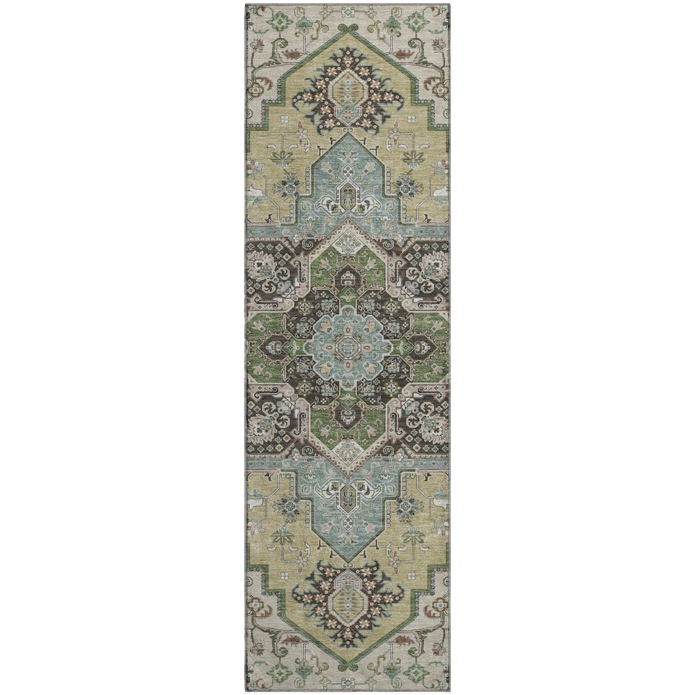 Premium Machine Washable Mayfield AMF1036 Beige 2'3" x 7'6" Runner Rug. Picture 1