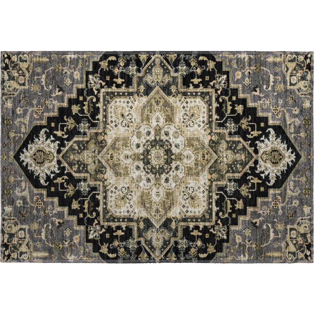 Premium Machine Washable Mayfield AMF1036 Black 1'8" x 2'6" Rug. Picture 1