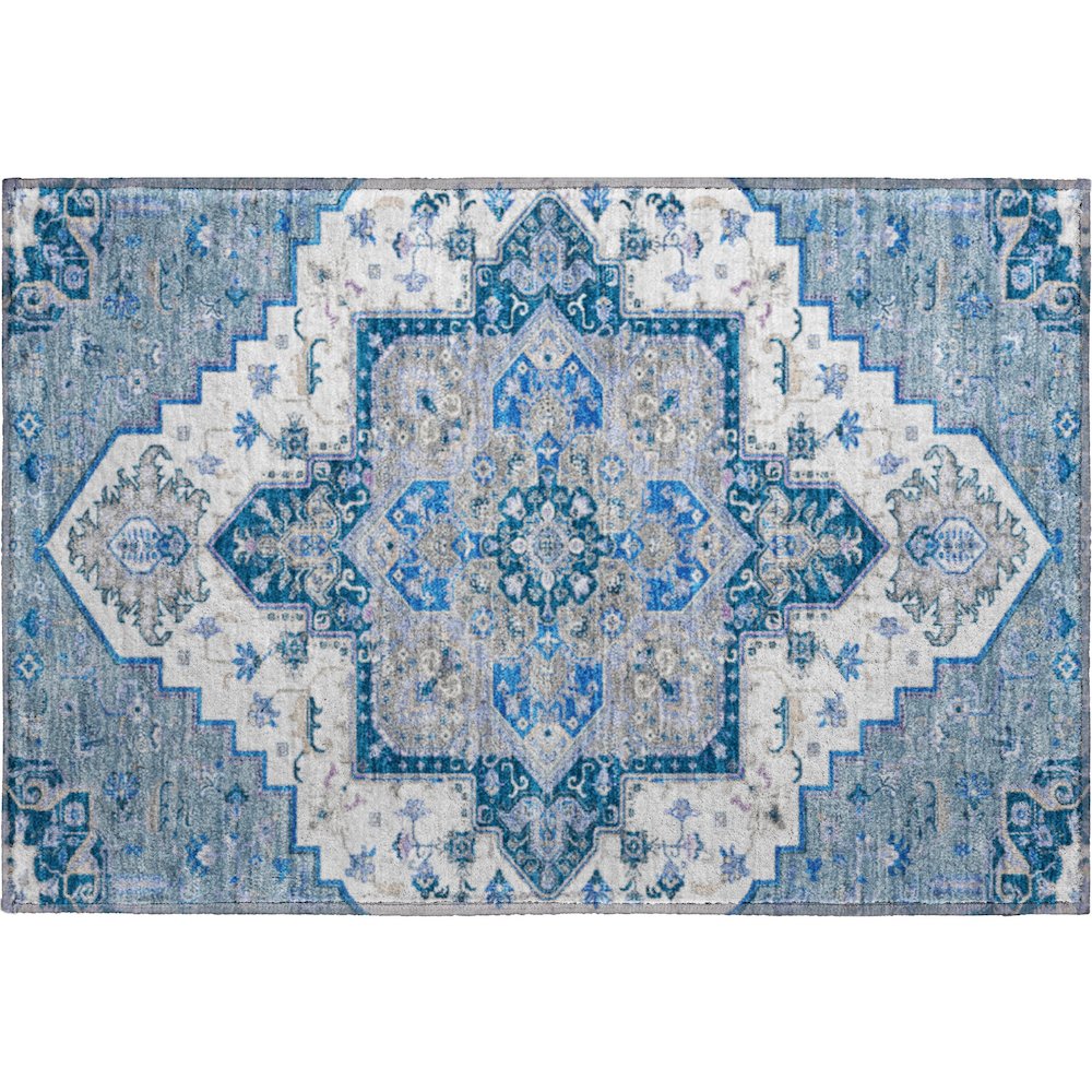Premium Machine Washable Mayfield AMF1036 Blue 1'8" x 2'6" Rug. Picture 1