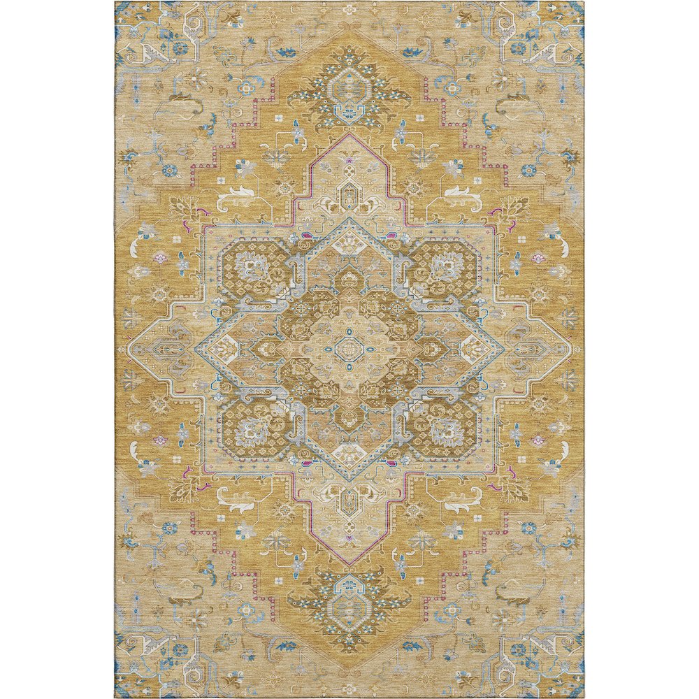 Premium Machine Washable Mayfield AMF1036 Gold 2'6" x 3'10" Rug. Picture 1