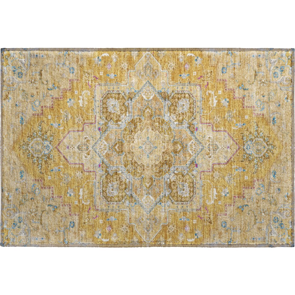 Premium Machine Washable Mayfield AMF1036 Gold 1'8" x 2'6" Rug. Picture 1