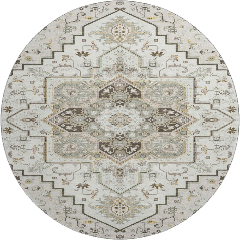 Premium Machine Washable Mayfield AMF1036 Ivory 8' x 8' Round Rug. Picture 1