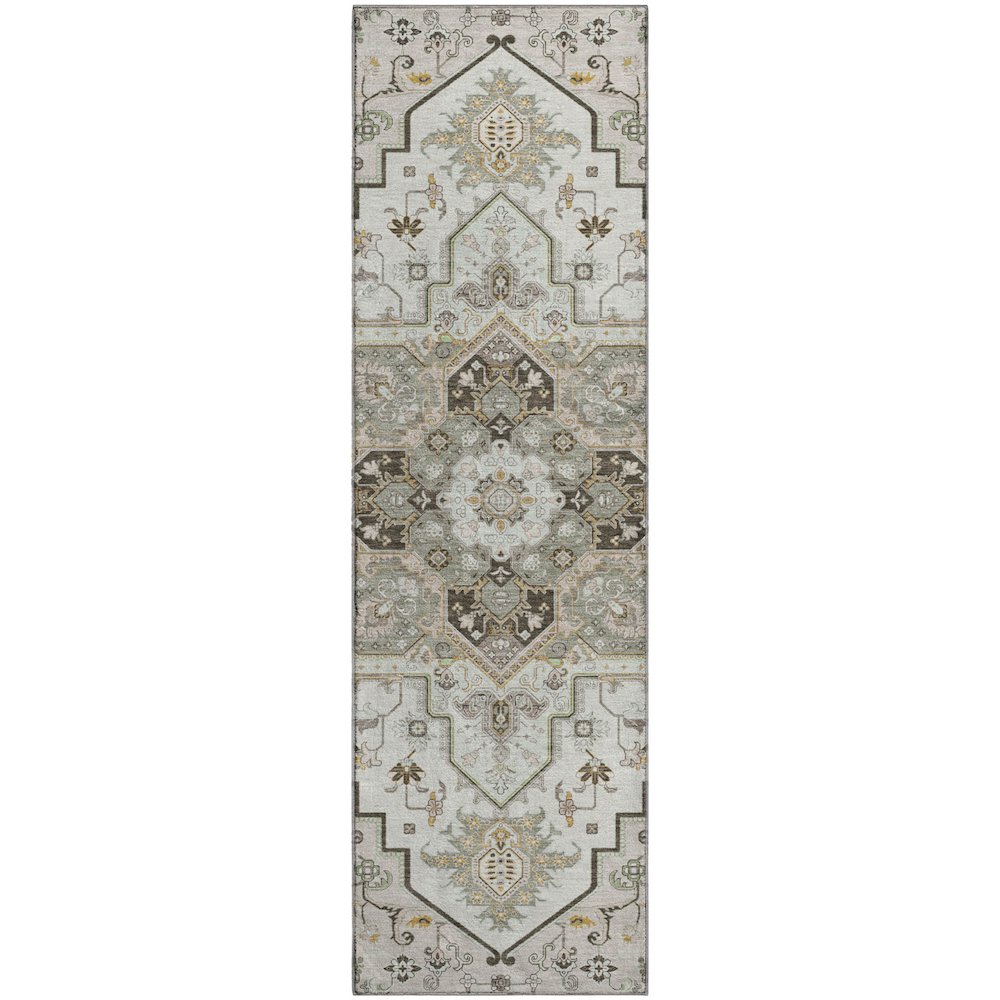 Premium Machine Washable Mayfield AMF1036 Ivory 2'3" x 7'6" Runner Rug. Picture 1