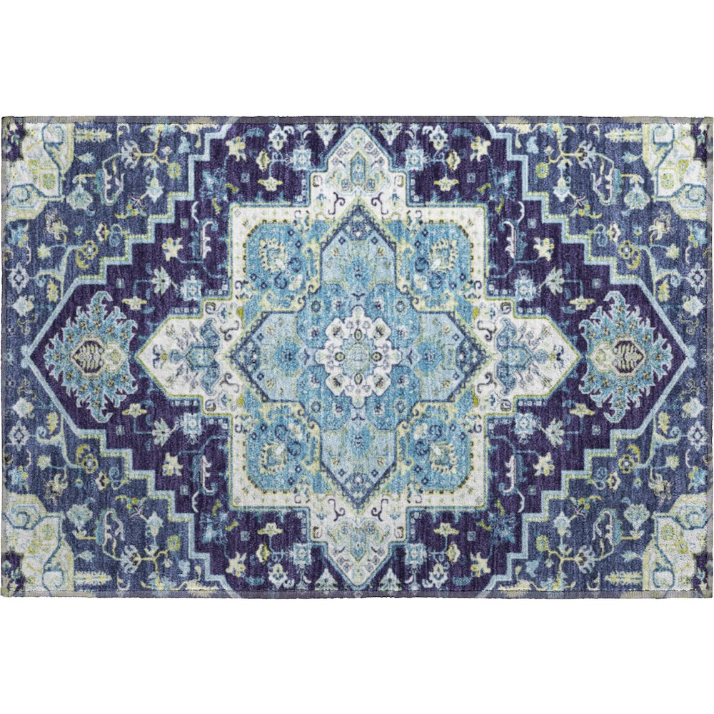 Premium Machine Washable Mayfield AMF1036 Navy 1'8" x 2'6" Rug. Picture 1