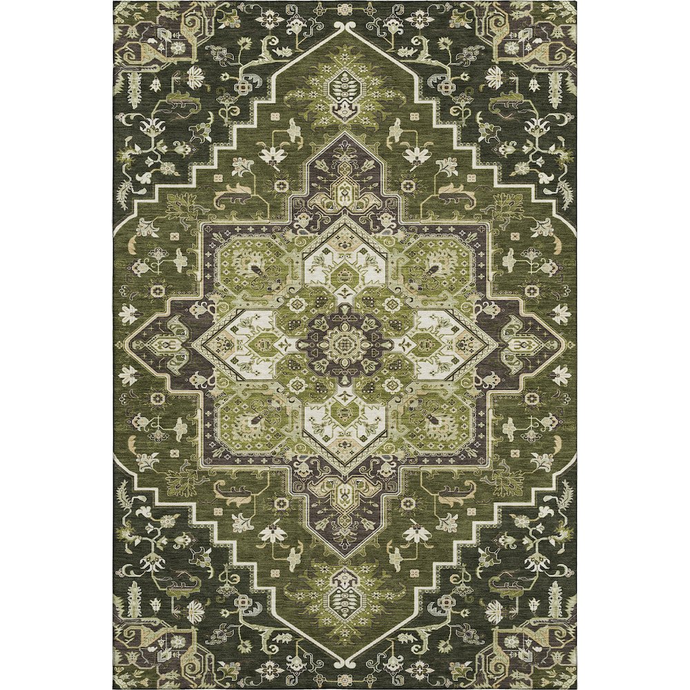 Premium Machine Washable Mayfield AMF1036 Olive 2'6" x 3'10" Rug. Picture 1