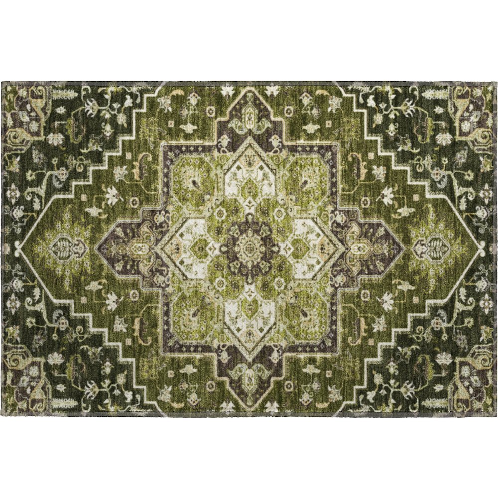 Premium Machine Washable Mayfield AMF1036 Olive 1'8" x 2'6" Rug. Picture 1