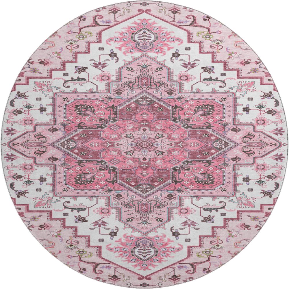 Premium Machine Washable Mayfield AMF1036 Pink 8' x 8' Round Rug. Picture 1