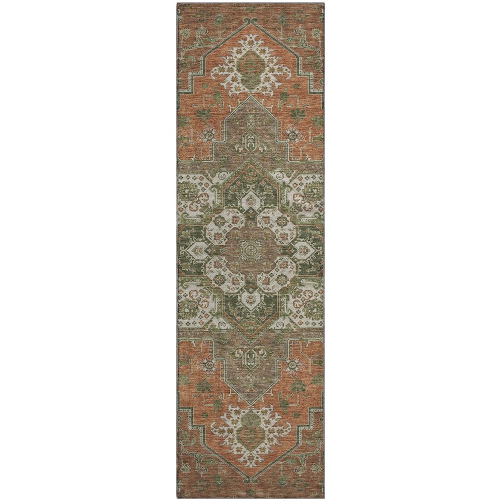 Premium Machine Washable Mayfield AMF1036 Rust 2'3" x 7'6" Runner Rug. Picture 1