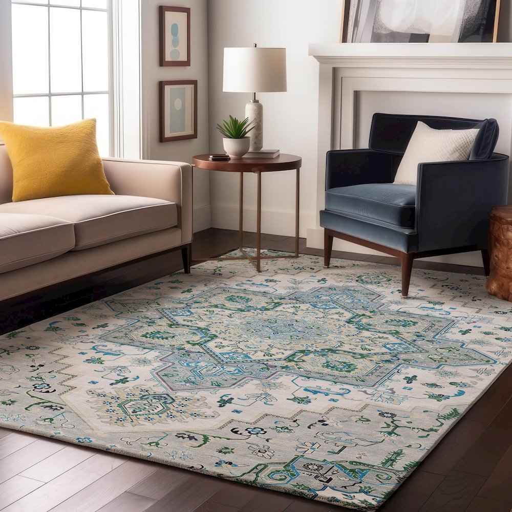 Premium Machine Washable Mayfield AMF1036 Silver 2'6" x 3'10" Rug. Picture 5