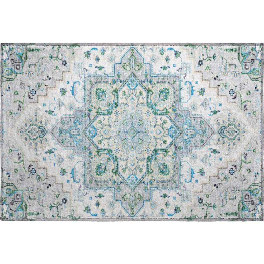 Premium Machine Washable Mayfield AMF1036 Silver 1'8" x 2'6" Rug. Picture 1
