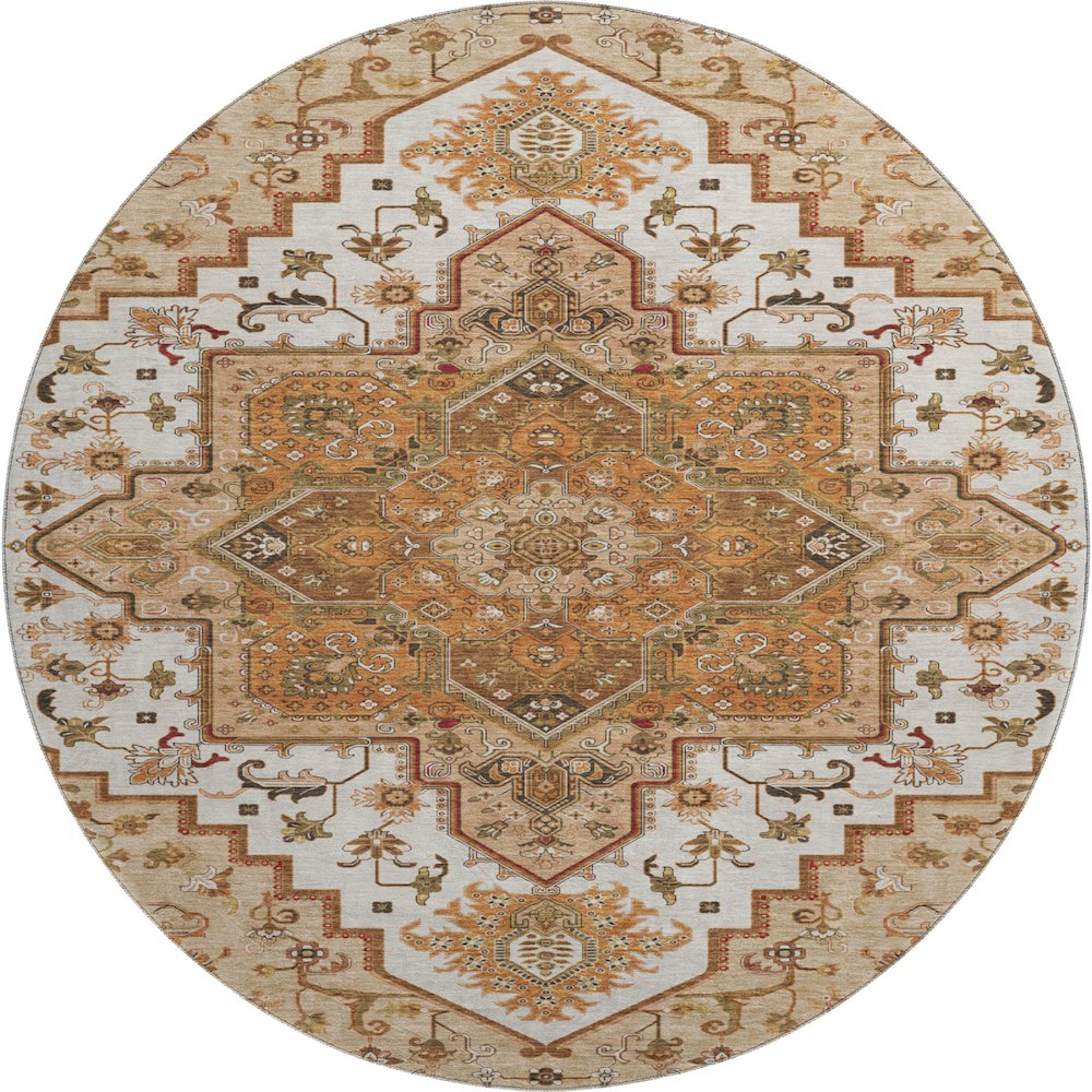 Premium Machine Washable Mayfield AMF1036 Terracotta 8' x 8' Round Rug. Picture 1