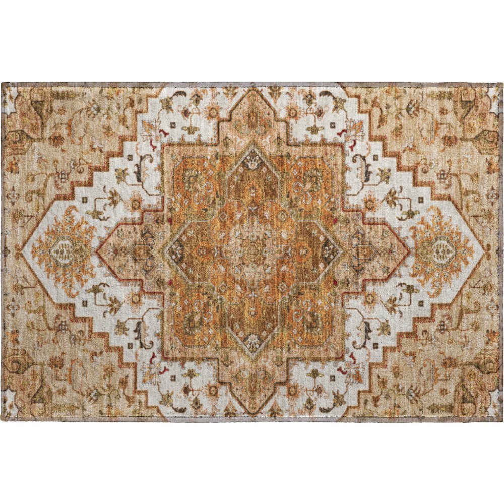 Premium Machine Washable Mayfield AMF1036 Terracotta 1'8" x 2'6" Rug. Picture 1