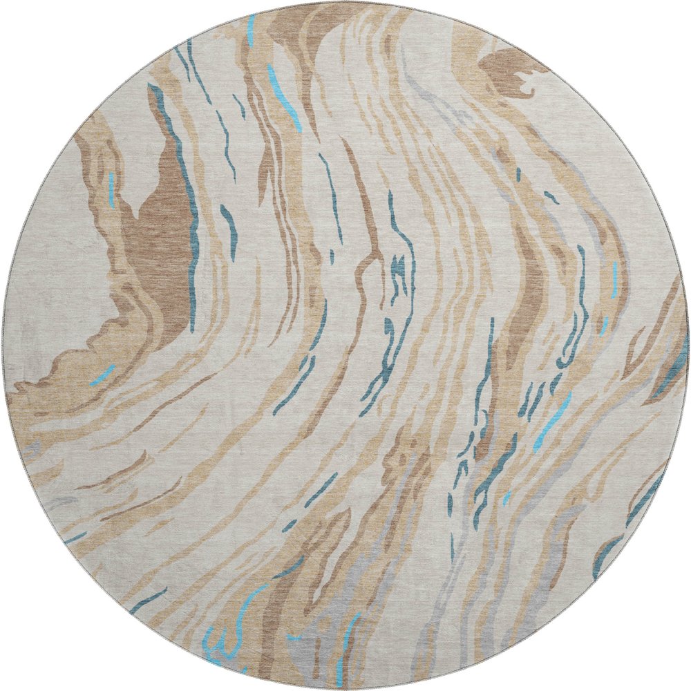 Premium Machine Washable Mayfield AMF1037 Beige 8' x 8' Round Rug. Picture 1