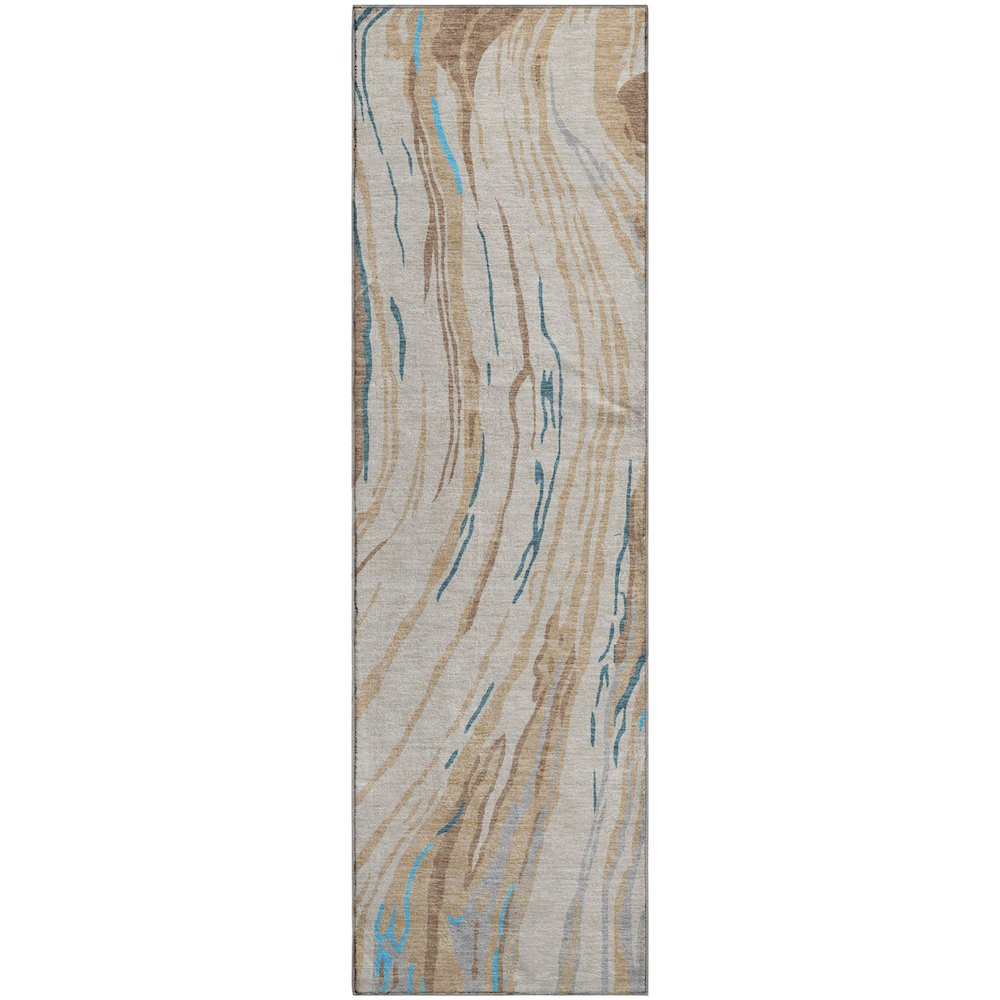Premium Machine Washable Mayfield AMF1037 Beige 2'3" x 7'6" Runner Rug. Picture 1