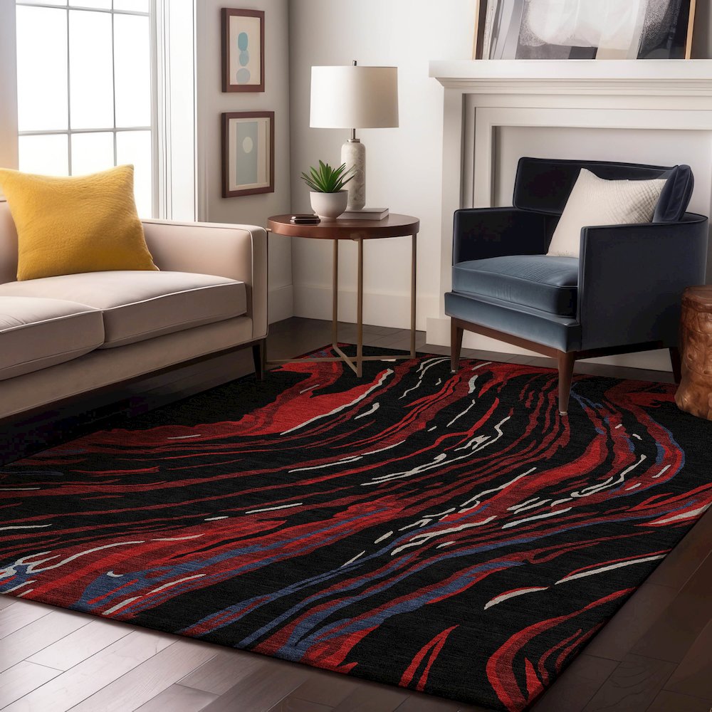 Premium Machine Washable Mayfield AMF1037 Black 2'6" x 3'10" Rug. Picture 5