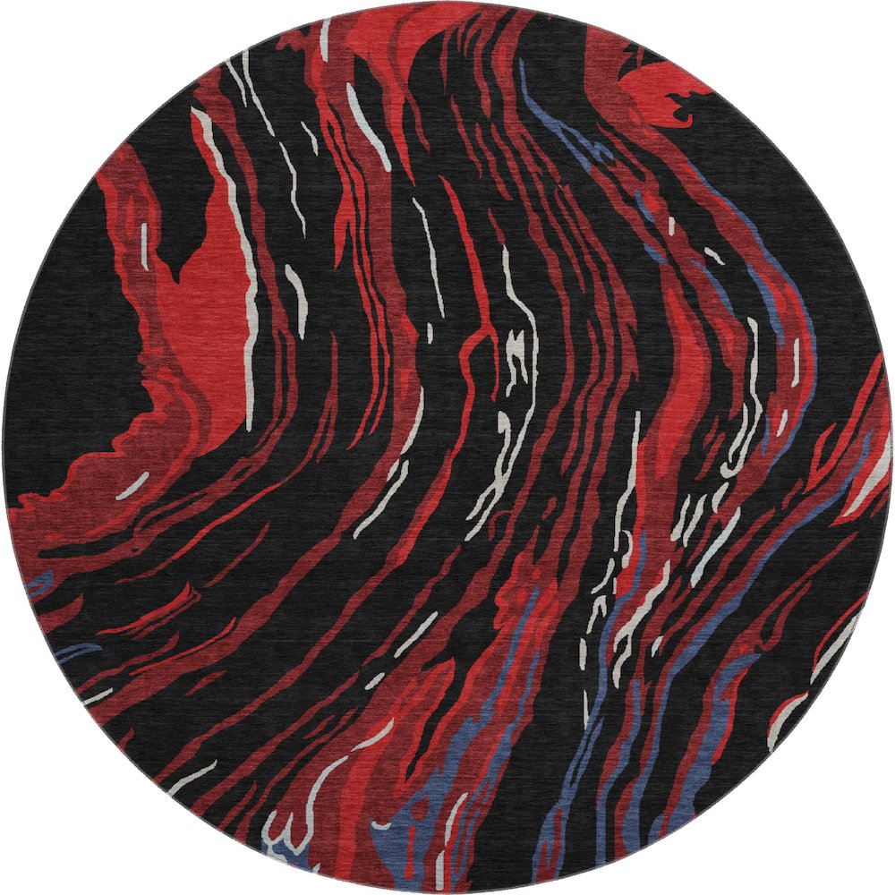 Premium Machine Washable Mayfield AMF1037 Black 8' x 8' Round Rug. Picture 1