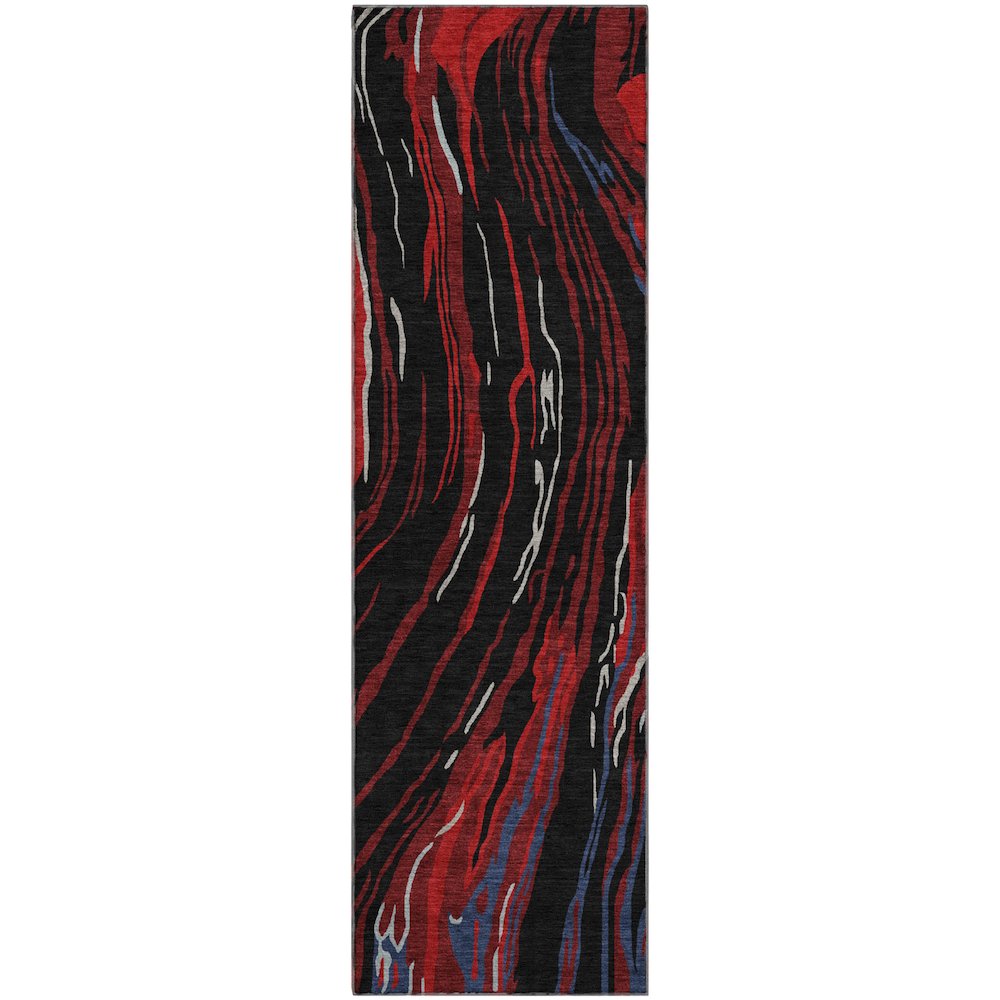 Premium Machine Washable Mayfield AMF1037 Black 2'3" x 7'6" Runner Rug. Picture 1