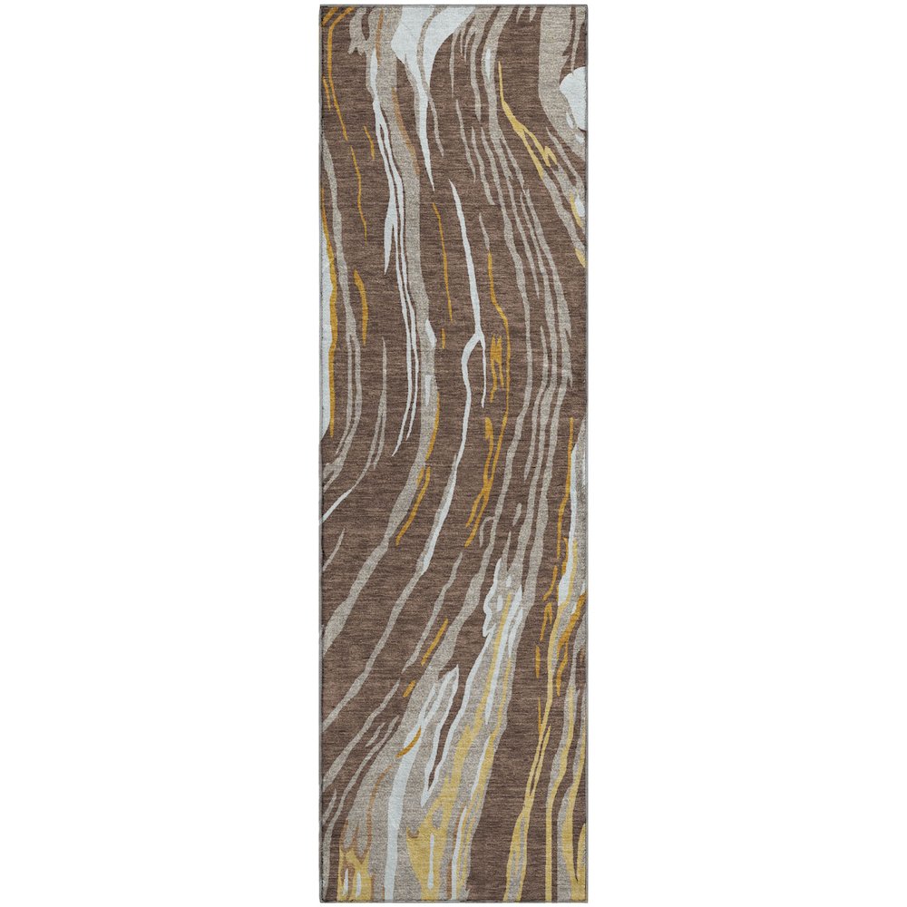 Premium Machine Washable Mayfield AMF1037 Brown 2'3" x 7'6" Runner Rug. Picture 1